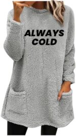 Yihaojia Always Cold Fleece Sweatshirt Women Sherpa Fleece Pullover Winter Warm Furry Long Sleeve Shirts Loungewear w/Pocket