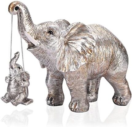 ZJ Whoest Elephant Statue. Elephant Decor Brings Good Luck, Health, Strength. Elephant Gifts for Women, Mom Gifts. Decorations Applicable Home, Office, Bookshelf TV Stand, Shelf, Living Room - Silver