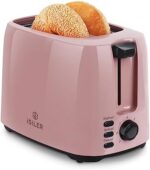 iSiLER 2 Slice Toaster, 1.3 Inches Wide Slot Bagel Toaster with 7 Shade Settings and Double Side Baking, Compact Bread Toaster with Removable Crumb Tray, Defrost Cancel Function Pink