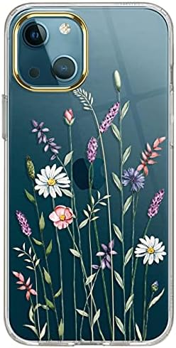 luolnh Compatible with iPhone 14 Case with Flowers,for Girly Women,Shockproof Clear Floral Pattern Hard Back Cover for iPhone 14 6.1 inch 2022 -Wildflower