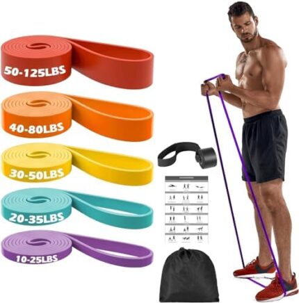 Zacro Resistance Bands Set - Pull Up Bands Set for Men and Women - Exercise Loop Bands with Door Anchor, Training Poster & Pouch for Workout Home Gym Exercise, Yoga, Pull Up Assistance Bands