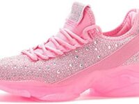 LUCKY STEP Women's Rhinestone Mesh Slip On Walking Shoes Fashion Breathable Spakle Glitter Sneaker