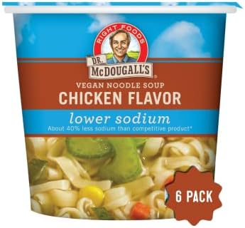 Dr. McDougall's Right Foods Vegan Chicken Flavor Noodle Soup Light Sodium 40 g (Pack of 6)