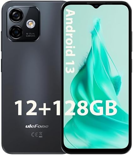 Unlocked Cell Phones Canada, Ulefone Note 16 Pro(12+128GB) Unlocked Smartphone, Android 13, 50MP Dual Cameras, 4400mAh, 6.52-inch Screen, Ultra Thin & Light, OTG/Reverse Charge, 4G LTE Phones (Black)