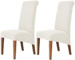 Deisy Dee Stretch XL/Oversized Soft Spandex Extra Large Dining Room Chair Covers for Kitchen Dining，Removable Washable Chair Protectors Slipcovers (2, Off White)