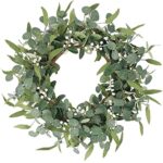 19.68 Inch Artificial Eucalyptus Wreath Leaves Green Wreaths for Front Door Spring Decor Summer Leaf Window Farmhouse Wall Indoor Outside Used Decorations for Door Window