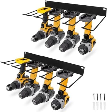 2 Pack Drill Holder, Power Tool Organizer Wall Mount, Garage Storage Heavy Duty Drill Organizer Utility Storage Rack for Cordless Tools