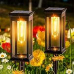 2 Pack Solar Pathway Lights Outdoor,YoreZcop Brighter Solar Lights Outdoor Waterproof,Auto On/Off Solar Lights Outdoor Garden,Outdoor Solar Lights for Walkway Driveway Garden