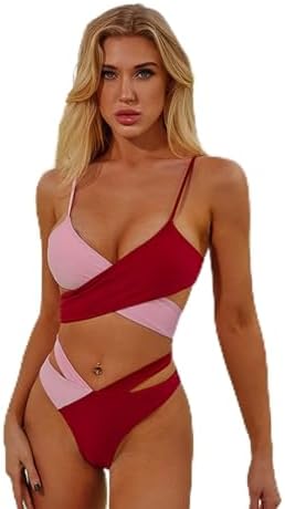 2 Piece Women High Waisted Bikini Set Push Up Bathing Suits Swimwear with Adjustable Shoulder Strap Swimsuits Beach Swimwears