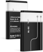 2 Pieces BL-5C Battery,JDIRLDL 2024 New Upgraded 3.7V 2000mAh Li-ion Replacement Battery for Nokia, Household Radio