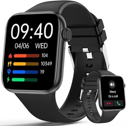 2023 Upgrade Smart Watch (Answer/Make Call), Large Display Smartwatch for Women Men, Fitness Tracker with Multi Modes, IP68 Waterproof, Step Calorie Counter, Sleep/Heart Rate Monitor Black Watch