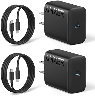 25W USB-C Super Fast Charger, Anker Charger (Non-Foldable) with USB-C Cable, Supports PPS Fast Charging for Samsung Galaxy S23 Ultra/S23+/S23/S22/S21/S20/Note 20, and More (2-Pack 5 ft Cable Included)