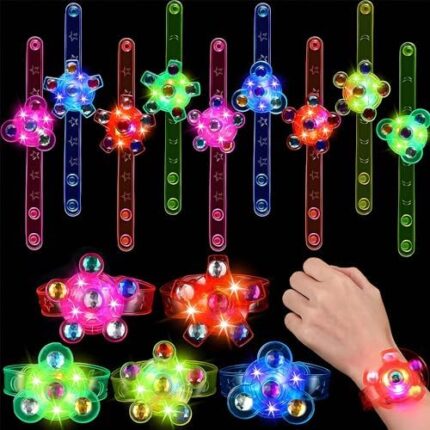 26Pack LED Light Up Fidget Spinner Bracelets Party Favors for Kids Gifts LED Light Up Toys Neon Party Favors ,for Birthday Encanto Cocomelon Christmas Party Favors Goodie Bag Stuffers