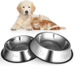 2PCS Stainless Steel Dog Bowl,Non-Slip Pets Feeder Bowl 50oz/1.5L,Paw Dog Bowl for Small Medium Big Dogs Feed Water and Food,8.7 x2.75Inches (Large,Metal)