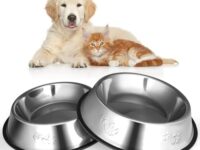 2PCS Stainless Steel Dog Bowl,Non-Slip Pets Feeder Bowl 50oz/1.5L,Paw Dog Bowl for Small Medium Big Dogs Feed Water and Food,8.7 x2.75Inches (Large,Metal)