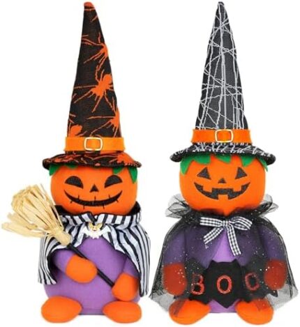 2pcs Halloween Pumpkin Plush Doll,Halloween Gnomes Decorations for The Home,Pumpkin Gnomes Stuffed Doll Gifts for Tiered Tray Party Decor Home Table Decorations