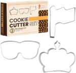 3 Piece Purim Cookie Cutter - Stainless Steel, Purim Themed Shapes - Flag, Crown, Eye Mask - Food Safe, Cookie Cutter - Packaged in Elegant Gift Box