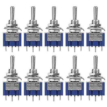 3 Position Toggle Switch, 10Pcs 6A 125VAC 3-Position 3-Pin 6mm ON-Off-ON Single Pole Double Throw Toggle Switch SPDT for Automobile Home Appliance Industrial Control