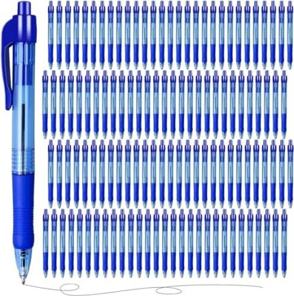 300 Pack Rollerball Pens, Retractable Ballpoint Pens with Grips for Smooth Writing, Gel Ink Pen for Office School Note Taking Class Drawing Art Stationery Supply (1.0mm Tip, Blue Ink)