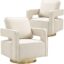 30.7" W Swivel Accent Open Back Chair Set of 2, Modern Comfy Sofa Chair with Gold Stainless Steel Base for Nursery Bedroom Living Room Hotel Office, Club Chair Leisure Arm Chair for Lounge, Beige