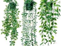 3Pack Artificial Hanging Plants, Fake Plants Potted Greenery Decor Indoor, Eucalyptus Mandala Snow Pea Vine in Pot Plants for Home Office Bedroom Indoor Outdoor Decor