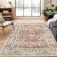 3x5 Area Rug for Living Room Rugs-Deerly Distressed Floral Boho Oriental Non-Slip Soft Low Pile Washable Area Rug for Entryway Kitchen Rug Bedroom Dining Room Office (Brick Red)