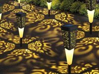 4 Pack Brighter Solar Pathway Lights Outdoor, Color Changing/Warm White LED Solar Garden Lights Decorative, IP65 Waterproof Solar Powered Landscape Lights for Patio Yard Garden Walkway Pathway