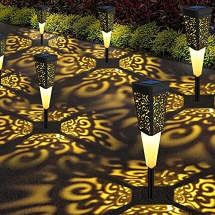 4 Pack Brighter Solar Pathway Lights Outdoor, Color Changing/Warm White LED Solar Garden Lights Decorative, IP65 Waterproof Solar Powered Landscape Lights for Patio Yard Garden Walkway Pathway