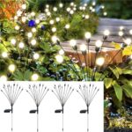 4 Pack Solar Garden Lights Outdoor Decorative 10LED Waterproof Wind Swaying Firefly Lights Solar Powered for Yard Lawn Pathway Flower Christmas Thanksgiving Lighting