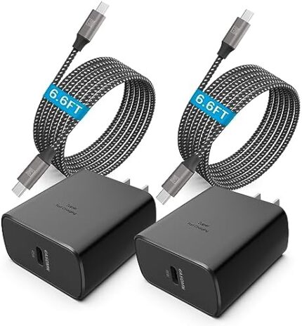 45W Super Fast Charger Type C, [2 Pack] 45 Watt USB-C Charger PD/PPS Wall Charging Block for Samsung Galaxy S23/S22 Ultra/S22+/S22/S21/S20 Ultra/Note 20/10 Plus, Galaxy Tab S8+(with 2X 6.6ft Cables)