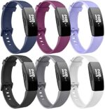 6 Pack Bands Compatible with Fitbit Inspire 2 & Fitbit Inspire HR & Fitbit Inspire & Fitbit Ace 2 Fitness Tracker for Women Men, Sport Silicone Replacement Straps for Fitbit Inspire 2 Bands