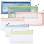 6 Pcs Clear Pencil Pouch, Super Soft Mesh Pen Pouch Bag, with ZipperWaterproof Multicolor Pencil Case,Portable TPU Storage Bag Travel Stationery Bag Makeup Bag for Women Men Students Office Supplies