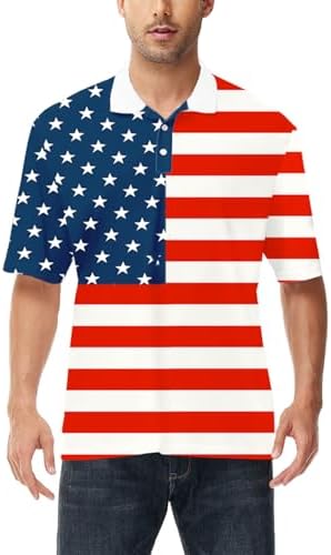 AOBUTE Mens Patriotic Polo July 4th Golf Shirts Gay Pride Stripe Print Golf Polo Tops