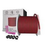 AOTOINK 65.6ft Extension Cable Wire Cord 20M 22AWG Wire Cord 22 Gauge Red Black 2 Wire Stranded Tinned Copper for Led Strips Single Color 3528 5050, Boat Light, 12V LEDs Bulbs Lamps, Car Lighting