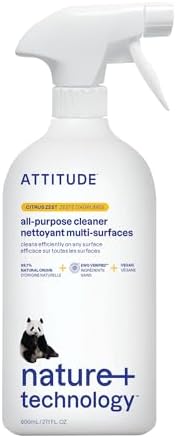 ATTITUDE All Purpose Cleaner, EWG Verified Multi-Surface Products, Vegan, Naturally Derived Multipurpose Cleaning Spray, Citrus Zest, 800 mL