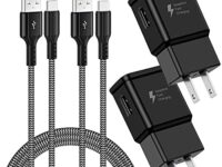 Adaptive Fast Wall Charger and 6.6Ft USB Type C Nylon Braid Cable Fast Charging for Samsung Galaxy S21 S20 S8 S9 S10 S10e/A14/A34/A51/Note 8 9 10 Plus, LG G6 G7 V20 & Other Smartphones (2 Pack)