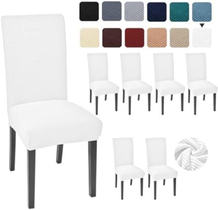 Aertiavty Chair Covers for Dining Room Set of 6 Kitchen Chair Covers, Dining Room Chair Covers Chair Slipcover Parsons Chair Covers, White