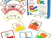 Aizweb CVC Word Game,Phonics Games Flash Cards for Preschool Kindergarten Classroom Supplies,Special Education Reading Manipulative Spelling Toy for Learning Activity Teacher School