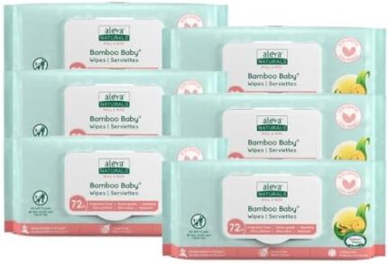 Aleva Naturals Bamboo Baby Sensitive Wipes- Natural and Organic Formula, Hypoallergenic, Biodegradable, Extra Strong and Ultra-Soft, Perfume Free Diaper Wipes - New Eco-Friendly, Sustainable Packaging- 72 Count X 6= 432 Wipes Total