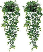 Alynsehom 2 Pack Artificial Hanging Potted Plants Wall Decor Greenery Boho Chic Home Decorations Farmhouse Rustic Plants for Bedroom Living Room Apartment Ornament Gift