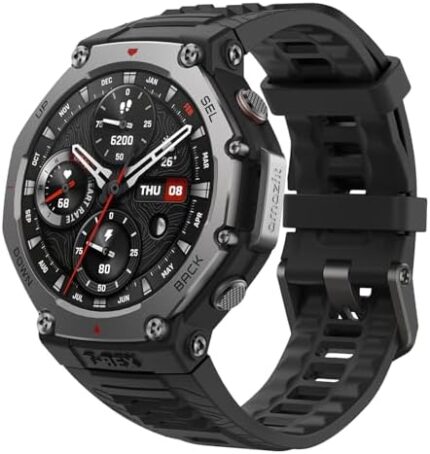 Amazfit T-Rex 3 Smart Watch Outdoor Rugged Military 48mm, GPS, Offline Maps, 27 Days Battery Life, 147 Feet Freediving, 328 Feet Water-Resistance, AI & 170+ Sports Mode, for Android & iPhone, Black