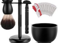 Amazing Razor Shaving Kit - Begin Quality Shave at Home. Mysterious Black Men's Shaving & Grooming Sets - Safety Razor,Friendly Brush,Great Shaving Stand,Shaving Soap Bowl, Super Stainless Blades