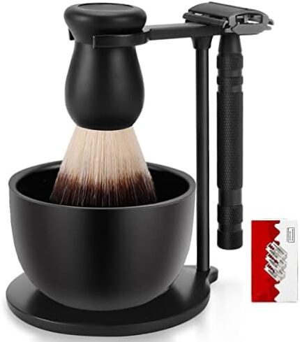 Amazing Razor Shaving Kit - Mysterious Black Men's Shaving & Grooming Sets - Safety Razor,Friendly Brush,Great Shaving Stand,Shaving Soap Bowl, Super Stainless Blades