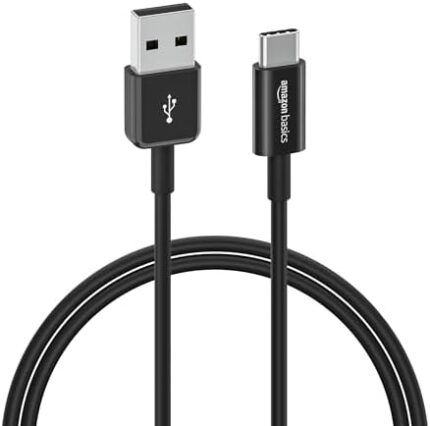 Amazon Basics USB Type-C to USB-A 2.0 Male Charger Cable, 3 Feet (0.9 Meters), Black, 1 Count, 1-Pack