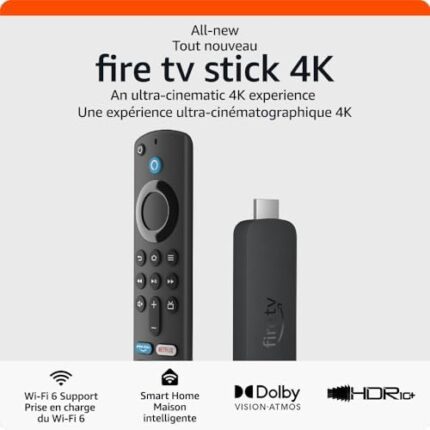 Amazon Fire TV Stick 4K streaming device, more than 700,000 movies and TV episodes, supports Wi-Fi 6, watch free & live TV