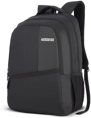 American Tourister Valex 28 Ltrs Large Laptop Backpack with Bottle Pocket and Front Organizer- Black, BLACK, M, laptop bags