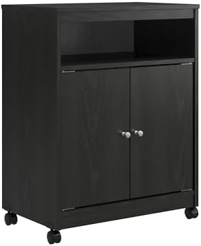 Ameriwood Home Landry Microwave Cart, Black Oak