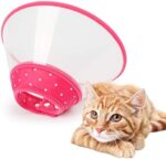 Andiker Pet Cone Recovery Dog Cone Adjustable Dog Collar Clear Padded Collar with Breathable Soft Edge, Plastic Puppy Cone Protect The Neck Surgery Recovery, Designed for Cats and Puppies (S, Pink)