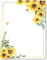 AnyDesign 80 Pack Sunflower Stationery Letterhead Paper Vintage Floral Letter Paper Flower Pattern Writing Paper Notes Greeting Paper for Wedding Invitation Office Printing Supplies, 8.5 x 11 Inch