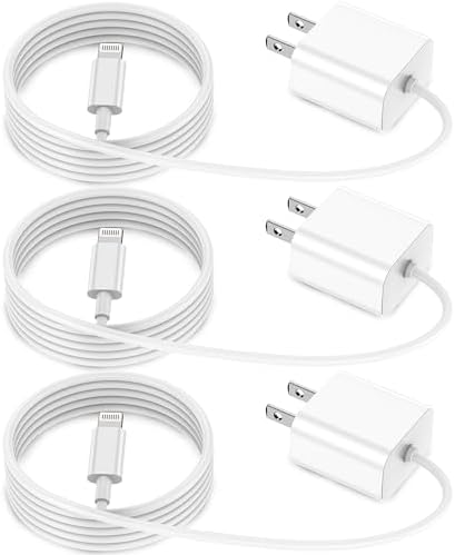 [Apple MFi Certified] iPhone Charger Fast Charging 6 ft 3-Pack 20W PD USB Wall Charger Adapter with Long Lightning Cable